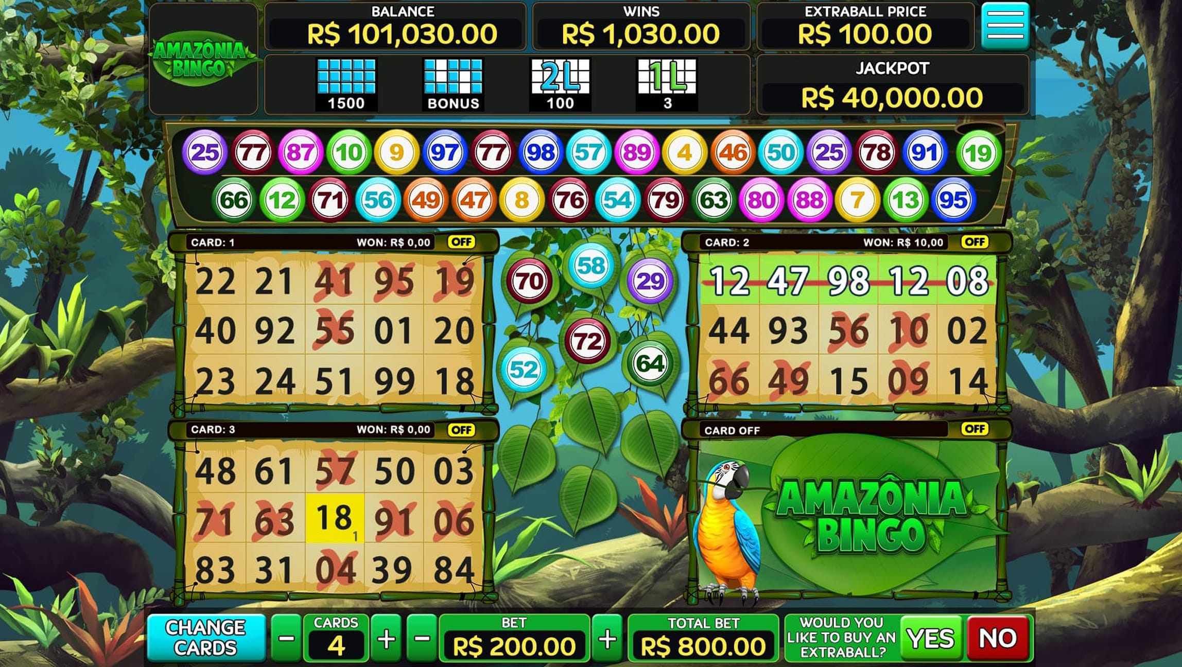 Amazonia bingo screenshot